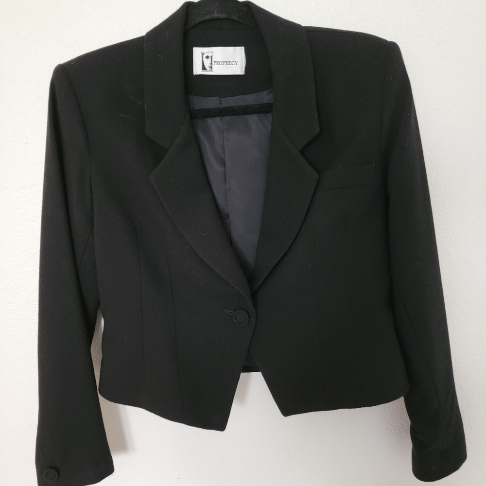 Prophecy Black Wool Cropped Jacket SZ 4